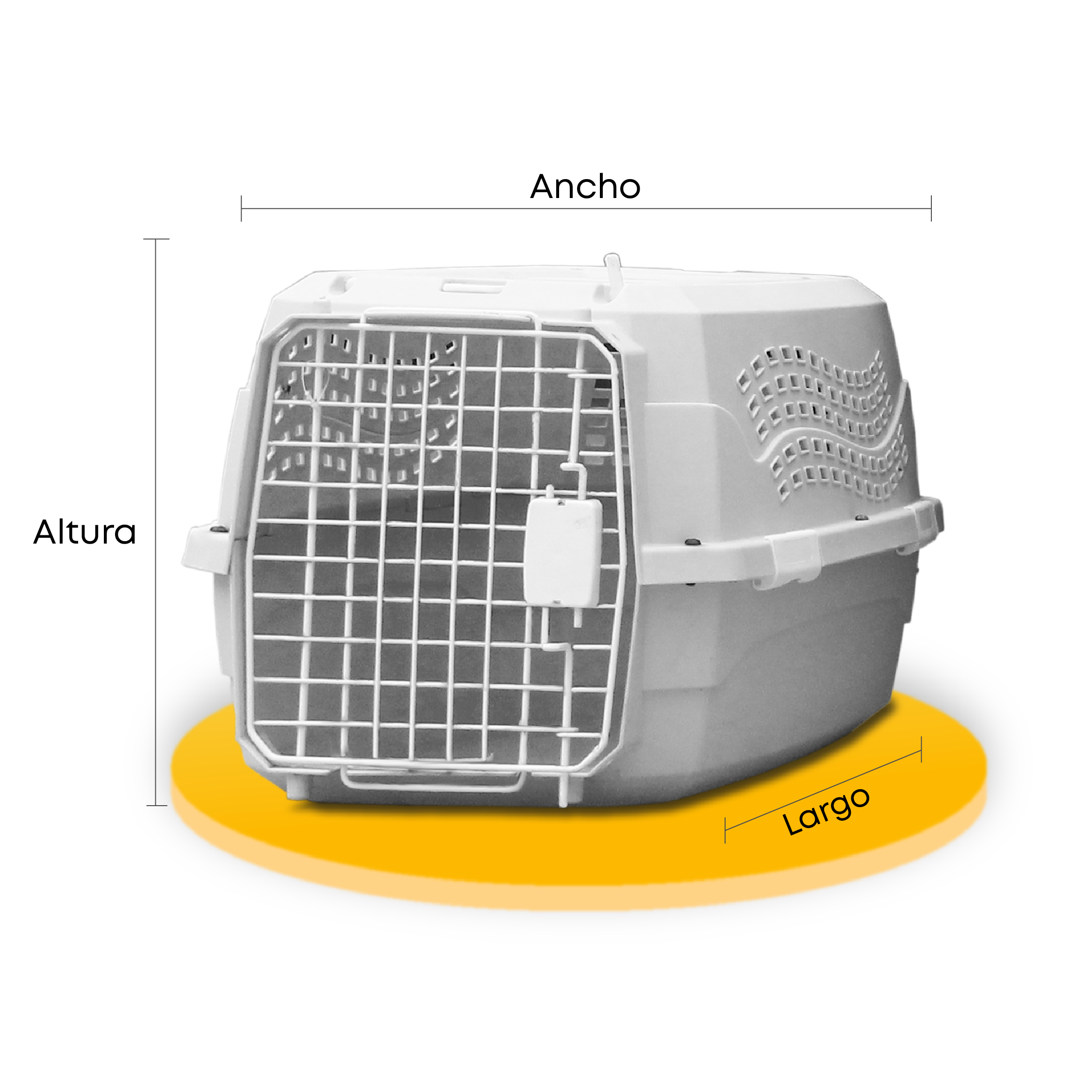 Kennel con medidas: ancho, altura y profundidad